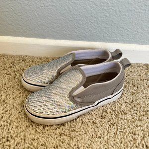 Vans Kids Silver Sequin Slip On Sneakers